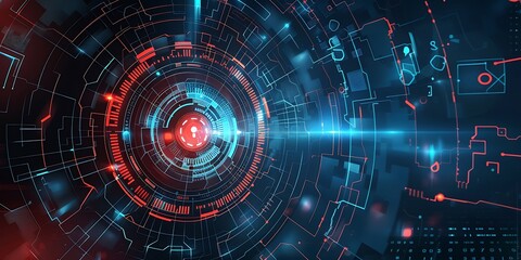 Obraz premium Futuristic Digital Shield in a Glowing Interface 