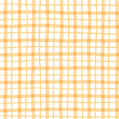 Orange Plaid Gingham Hand Drawn Background Pattern Overlay