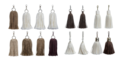 Various Decorative Tassels in Diverse Colors and Textures for Crafts