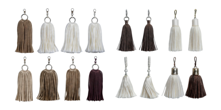 Various Decorative Tassels in Diverse Colors and Textures for Crafts