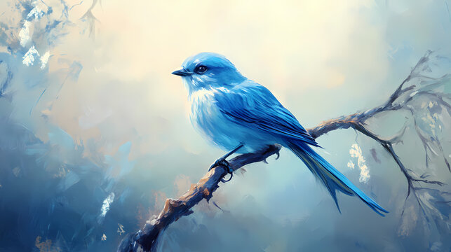 Blue bird painting. Ivorylight. Illustration