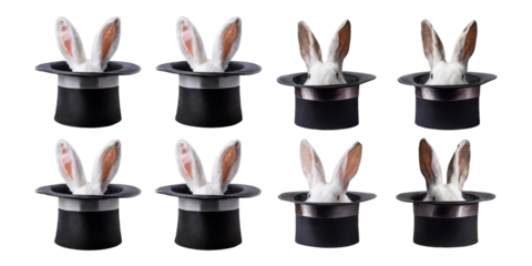 Magical Rabbits Emerge from Top Hats in a Whimsical Display