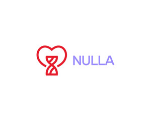 Abstract heart and hourglass line logo. Creative health checkup icon.  illustration.