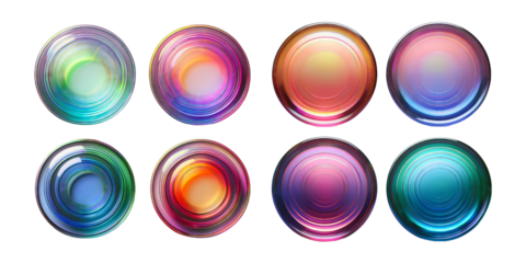 Colorful Gradient Circular Elements with Depth and Reflection Effects