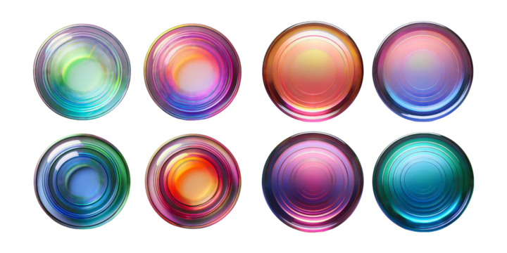 Colorful Gradient Circular Elements with Depth and Reflection Effects