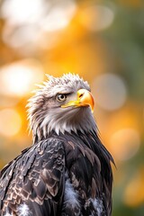 Obraz premium Close-up shot of a bird of prey's face and feathers