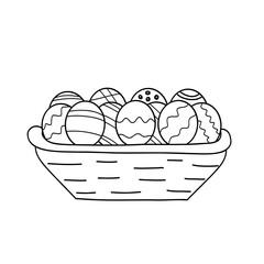 Happy Easter, Cute Bunnie and Easter eggs and Easter Tree Outline drawing.