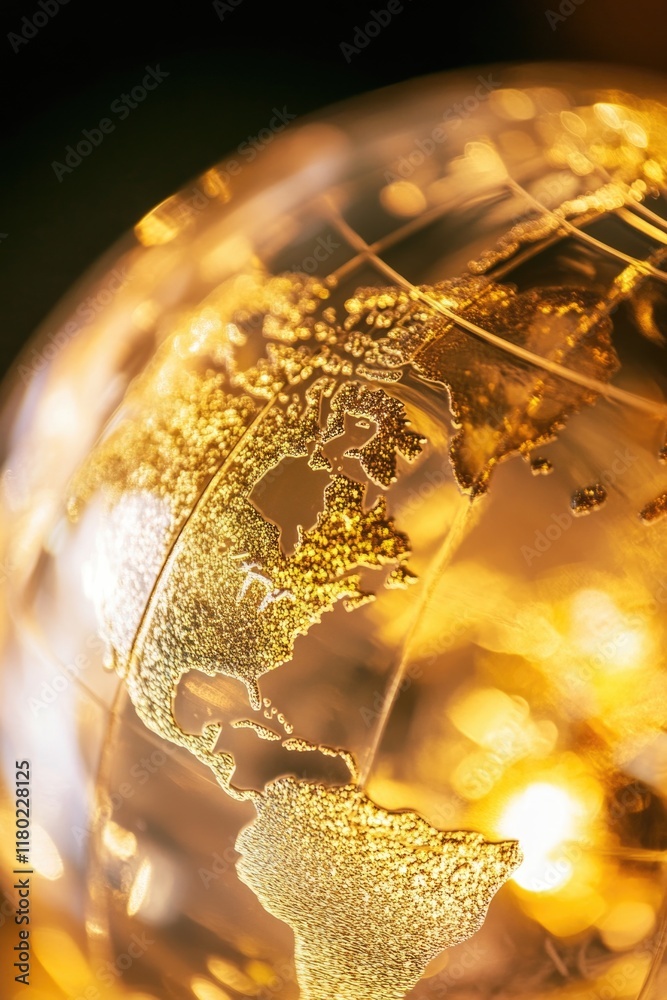 Poster A detailed view of a transparent globe showing a world map