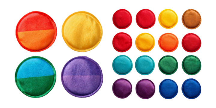 Colorful Fabric Buttons in Various Shapes and Textures for Crafts