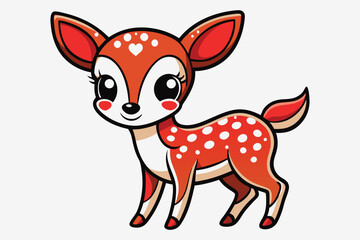 A whimsical and cute cartoon illustration of a baby deer.