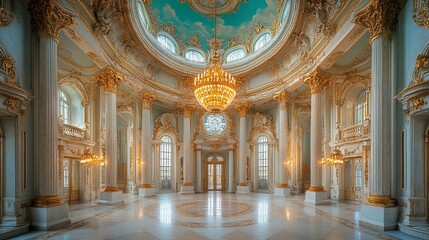 Obraz premium Magnificent Golden Ballroom: Architectural Marvel of Elegance and Grandeur