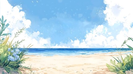 Serene Beach Scene A Tranquil Summer Day by the Sea