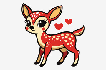 A whimsical and cute cartoon illustration of a baby deer.