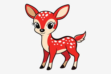 A whimsical and cute cartoon illustration of a baby deer.