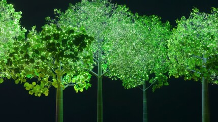 Obraz premium Digital Forest Artwork: A Stunning Visual of Trees with a Network Structure