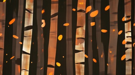 Obraz premium Autumnal Forest Abstract Painting: A Colorful Forest Scene