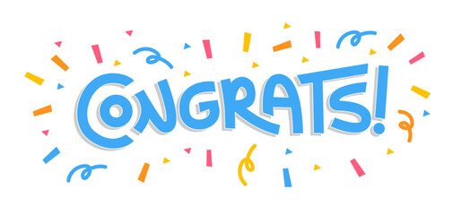 Congratulations! lettering design. Hand illustrated text. Congrats message. Calligraphic vector banner.