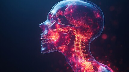 Glowing Human Skull Anatomy: A Digital Art Masterpiece