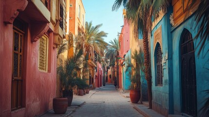 Obraz premium Colorful Alleyway with Vibrant Buildings