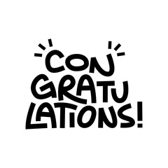 Congratulations! lettering design. Hand illustrated text. Congrats message. Calligraphic vector banner.