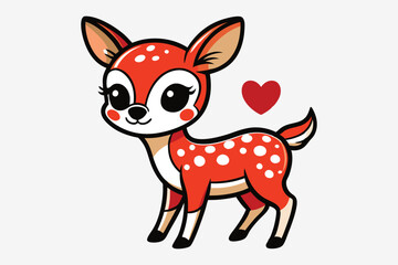 A whimsical and cute cartoon illustration of a baby deer.
