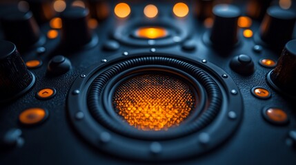 Fototapeta premium Close-up of Illuminated Audio Speaker with Controls