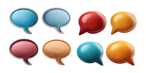 Colorful Speech Bubbles on Transparent Background