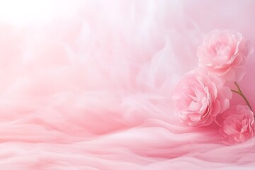 Fototapeta premium Romantic valentine's day floral arrangement on soft pink background in serene atmosphere