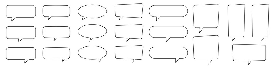 Collection of line speech bubble, speech balloon, chat bubble.