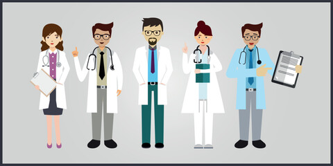 hospital healthcare medical workers set hospital service vector flat illustration.