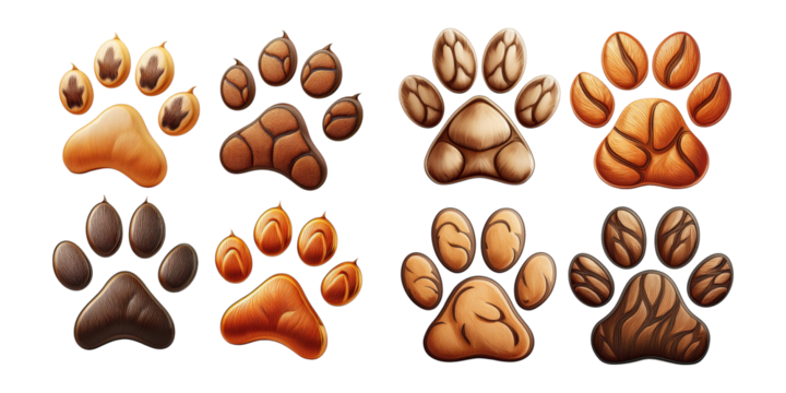 Colorful Paw Prints on Transparent Background