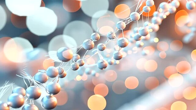 Polymerization Concept with 3D Molecular Chains Visualization