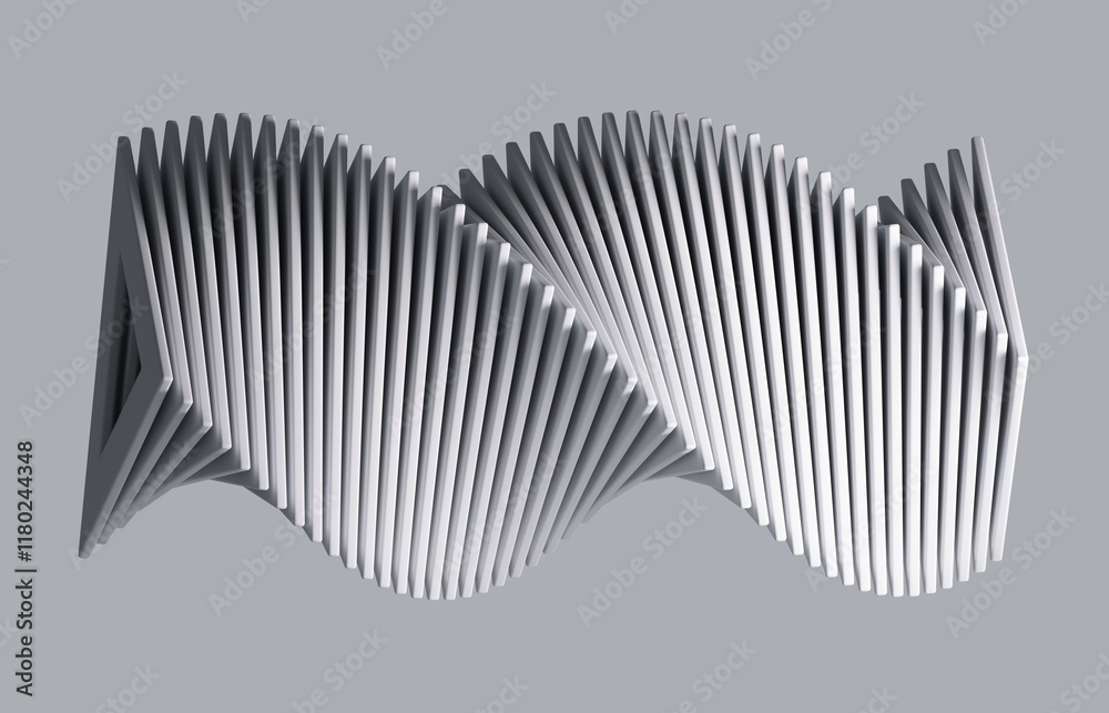 Poster Abstract minimalist background with Group of twisted shapes. 3d render.