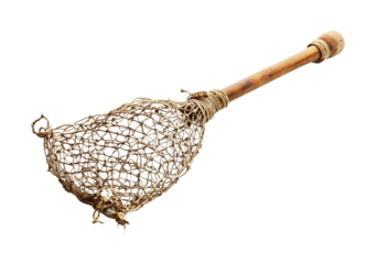 Fishing Net Handle with Ergonomic Grip - Isolated on White Background