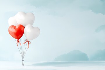 Fototapeta premium Love balloons for valentine's day celebration romantic setting digital art soft colors