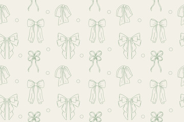 Seamless pattern green bows in retro style