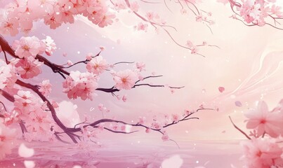 Beauty of pink soft flower on spring cherry tree branch
