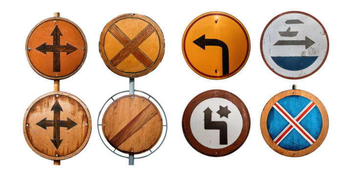 Collection of Vintage Directional Road Signs