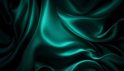 Fondo abstracto verde oscuro con textura de seda y brillo