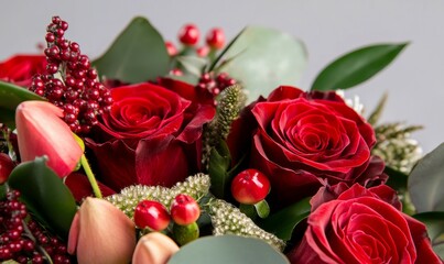 Close-Up of Vibrant Red Roses Bouquet