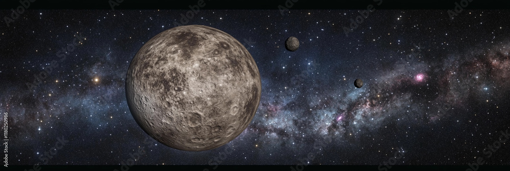 Poster stunning view of the solar system with distant planets