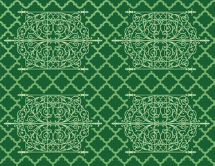 A seamless ethnic-inspired tile pattern with floral accents, perfect for sophisticated wallpaper and decorative applications.