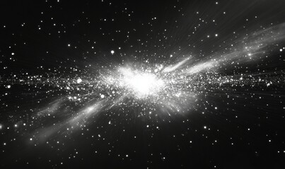 Obraz premium Black and white abstract background with particles and glowing light