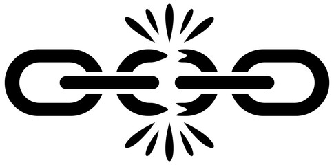 Broken or torn chain. Connection, blockchain, connect and link, illustration