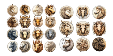 Detailed Animal Portraits on Transparent Background