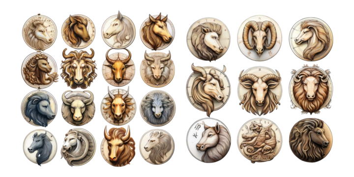 Detailed Animal Portraits on Transparent Background