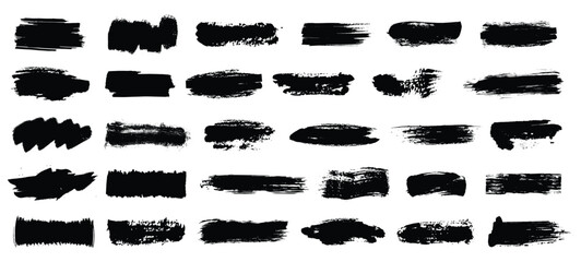 Brush strokes vector. Set of text boxes. Paintbrush collection. Grunge design elements. Dirty texture banners. Painted rectangles and long strokes