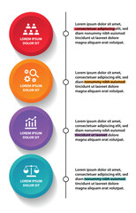 4 steps infographic template with 4 options. Flowchart that can be used for business report, data visualization and presentation. Timeline infographic elements vector illustration.