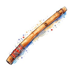 Decorated didgeridoo celebrating australia day with watercolor splashes