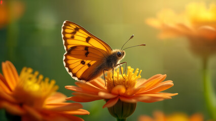 Obraz premium Close-Up of a Fiery Skipper Butterfly